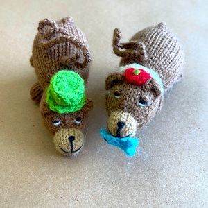 Crochet Christmas Bear Couple Ornaments